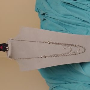 Paparazzi Silver chains with silver beads/ crystals and matching earrings